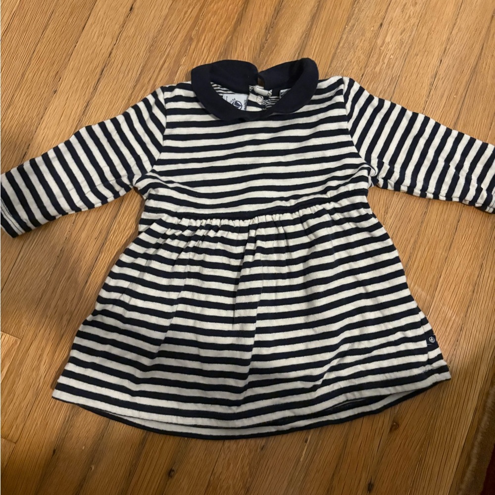 Petit Bateau 12m Striped Dress EUC worn once